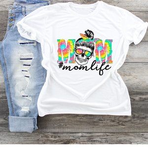 Mom Life Tie Dye Skull Tshirt
